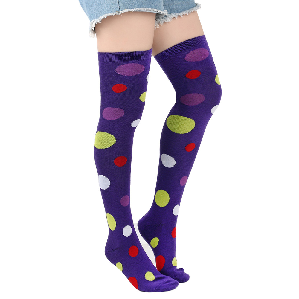 Womens Fashion Colorful Polka Dot Over-the-Knee Socks